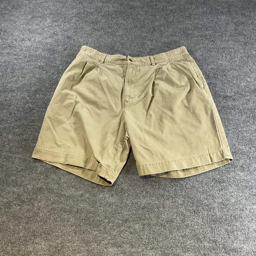 Abercrombie & Fitch Mens Khaki Pleated Chino Shorts Tan Cotton W38 Classic Vtg